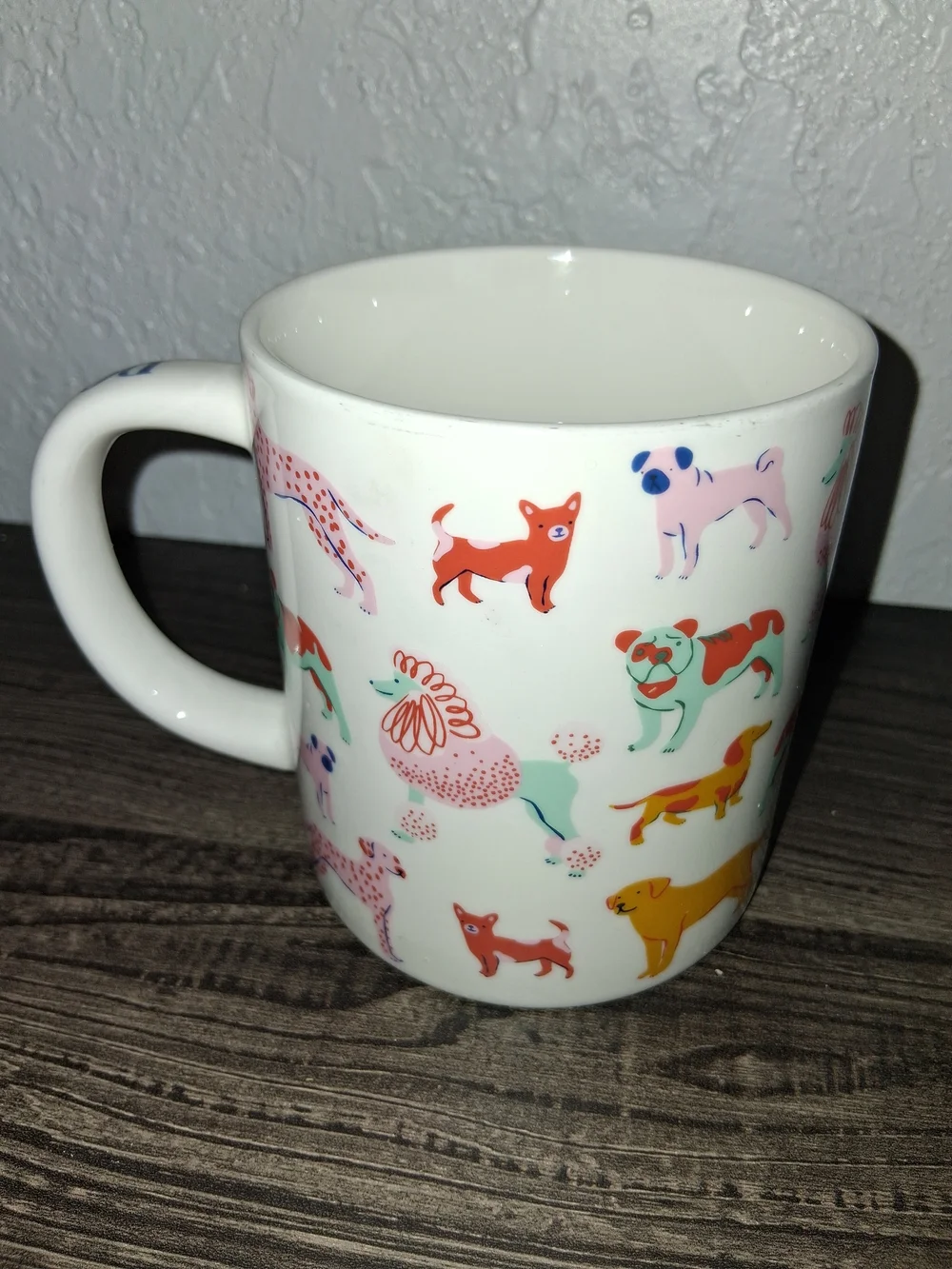 ​Parker Lane Dog Person Stoneware Coffee Mug White Colorful Dogs Breeds 16oz